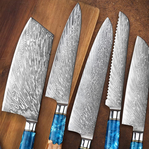 Premium Damascus Steel Chef Knife Set with Leather Cover Complete <b>Kitchen</b> Knife Collection for Cooking Tasks and Culinary Use - Product Image 6