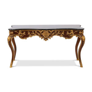 Table console en acajou massif de luxe artisanale pour salon, hôtel, appartement - Product Image 1