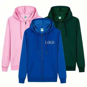 Vente en gros usine : Sweat à capuche zippé épais pour homme avec broderie, personnalisable, de haute qualité, avec impression de logo sur mesure, en coton - Product Image 1