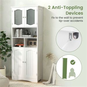 Bathroom Furniture Storage Cabinet with Elegant <b>Glass</b> Doors and <b>Shelves</b> - Product Image 6