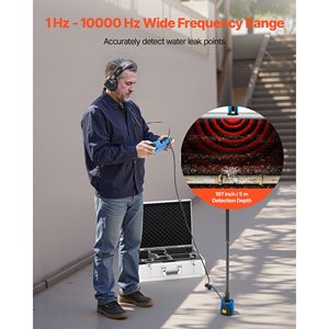 Outdoor 7\" Touchscreen <b>Water</b> Leak Detector Pipe <b>Water</b> Leakage Locator 16.4FT (5m) Underground 1Hz 10000Hz Frequency - Product Image 2