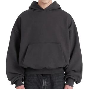 Wholesale Custom Logo Embroidered High Quality Men's Vintage Workwear Hoodie Fall Winter Retro American <b>Style</b> Fleece Plain Dyed - Product Image 6