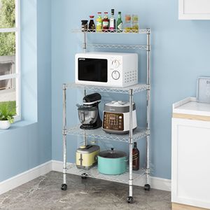 Scaffale da Cucina Regolabile a 4 Ripiani, Supporto per Forno a Microonde, Carrello Portaoggetti - Product Image 1