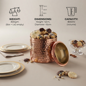 Pure Copper <b>Kitchen</b> <b>Storage</b> Canister Set with Airtight Lid, Copper <b>Storage</b> <b>Jar</b> <b>for</b> Salt Sugar Tea Coffee Spices, Handmade Food - Product Image 5