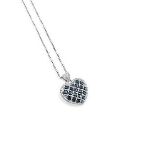 Collier pendentif en diamant naturel blanc et bleu 1,02 carats pour femme, en argent sterling 925, plaqué rhodium, chaîne de 18 pouces, brillant, pour mariage - Product Image 5