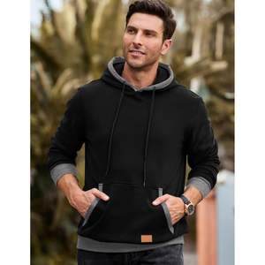 2025 <b>Men's</b> Casual Cotton <b>Hoodie</b> Fashion Long Sleeve Drawstring Fleece Pullover with 3D Embroidery and Pockets - Product Image 1