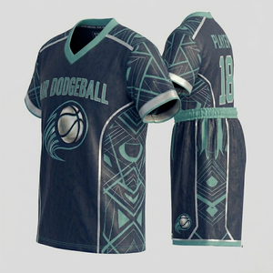 Sublimated <b>Dodgeball</b> Jersey Set V-Neck Short Sleeve Moisture Wicking Unisex Adult Athletic Uniforms - Product Image 4