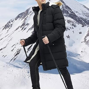 <b>Men</b>’s Extra <b>Long</b> Fleece Puffer <b>Jacket</b> Hooded Winter Parka Warm Water-Resistant Insulated Coat Cold Weather Outerwear - Product Image 3