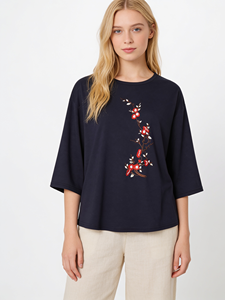 Chemisier d'été moderne brodé et tissé Bmama pour femme, décontracté, à manches bouffantes, coupe ample, vente en gros - Product Image 2
