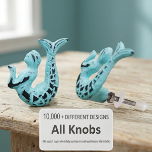 Ba <b>Mermaid</b> Cast Iron Cabinet Knobs Blue Distressed Waterproof Easy Installation Shelf Supports Connectors - Product Image 2