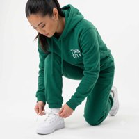 Ensemble de survêtement pour homme en molleton 100% coton lourd à capuche vert, pantalon de jogging long et sweat-shirt, style décontracté pour l'automne