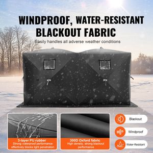 Tenda da Pesca sul Ghiaccio per 6-8 Persone con Motivo a Cubo, Area Pesca 70 Piedi Quadrati, Impermeabile - Product Image 2