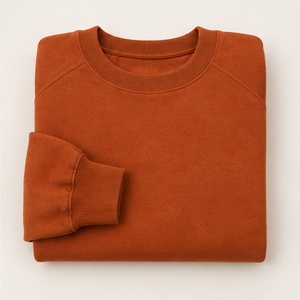 Sudadera Personalizada Color Naranja Óxido para Hombre, Corte Holgado, Cuello Redondo Ancho, Felpa Suave de Algodón Cepillado MCRW-0020 - Product Image 4