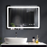 Miroir de salle de bain rectangulaire moderne à écran tactile intelligent, éclairage LED étanche IP44, verre de 5 mm pour usage hôtelier, design graphique