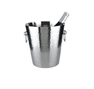 Cubo de Hielo de Metal Martillado, Enfriador de Bebidas de Acero Inoxidable con Asas para Champán, Vino, Cerveza y Cócteles, 5.35 Galones - Product Image 1