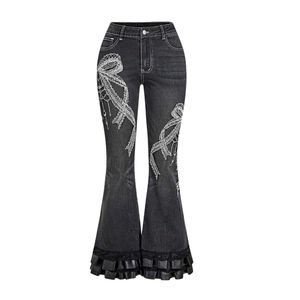 Custom <b>Studded</b> Baggy Wide Leg Jeans Women High Waist Loose Denim Pants Streetwear Fashion OEM ODM Wholesale Fit - Product Image 6