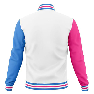 Custom Varsity Letterman <b>Jacket</b> Wholesale Unisex Blank Colorblock College <b>Baseball</b> Bomber <b>Jacket</b> Casual Pink Blue Fleece Coats - Product Image 3