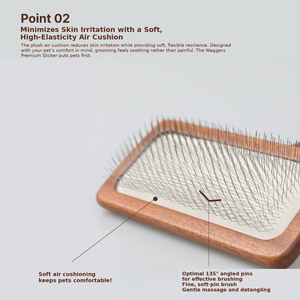 Brosse lissante en bois pour enlever les poils d'animaux, brosse de massage et de toilettage Waggers, accessoires de toilettage naturels pour animaux, toilettage des chats - Product Image 5