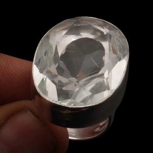 แหวนเงินไวท์โทปาซ แหวนคริสตัลเงิน 925 แหวนแฮนด์เมด เครื่องประดับหรูหรา - Product Image 3