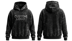 Sweat à capuche personnalisé avec logo, effet délavé, en molleton épais 100 % coton 400 GSM, avec strass, pour pantalon de survêtement - Product Image 2