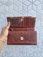 Dompet Kulit Sapi Desain Unik Warna Coklat, Terlaris, Dompet Kulit Berbulu, Hadiah untuk Wanita