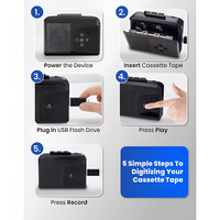 Convertitore Portatile da Cassetta a USB 2.0 - Dispositivo di Acquisizione Digitale MP3 Autonomo con Funzione di Separazione Automatica dei Tracce