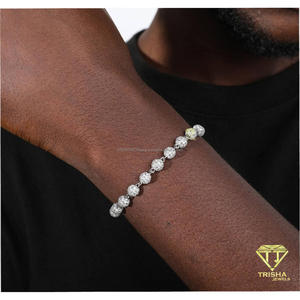 Gold Tone Round <b>Bead</b> <b>Bracelet</b> With Sparkling Stone Detail And Bar Clasp Fashion Jewelry For Wholesale Buyers - Product Image 4