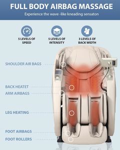 Fauteuil de massage électrique pour le corps entier, fauteuil inclinable à gravité zéro avec fonction de scan corporel SL Track et chauffage - Product Image 4