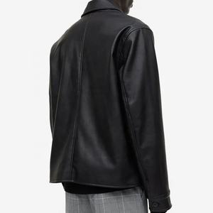 Veste en cuir synthétique douce sur mesure pour hommes, de haute qualité, tendance populaire, doublée, fermeture éclair, veste en cuir pour hommes, vente en gros d'usine - Product Image 4