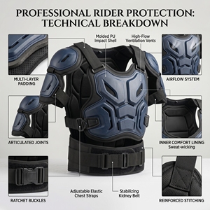 Professional Hike Impex Waterproof Chest <b>Protector</b> Body Armor Breathable Off-Road Dirt Bike Riding Guard CE Approved <b>Back</b> - Product Image 4