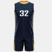 Setelan Seragam Basket Sublimasi Kustom Pria Jersey Tanpa Lengan dan Celana Pendek Pakaian Olahraga Tim Penyerap Keringat
