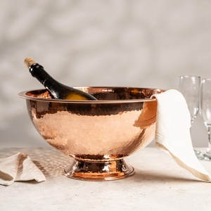 Bac à glace de luxe en cuivre martelé pour vin et boissons, grand format, sur piédestal, finition martelée, pour fêtes - Product Image 4