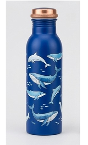 Copper Water Bottle <b>Floral</b> Design Portable Travel Drinkware Antiqued Finish Leak Proof Eco Friendly - Product Image 4