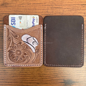 เคสใส่บัตรเครดิตทรงสี่เหลี่ยมผืนผ้าหนังถือด้วยมือขนาดเล็กน่ารักแบบตะวันตก - Product Image 6