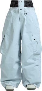 Pantalon de ski cargo unisexe bleu clair avec caractéristiques imperméables et coupe-vent -Tex, fermeture à cordon pour adultes - Product Image 6