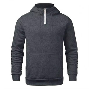 Sweat-shirt à capuche zippé marron pour homme, coupe ajustée, couleur unie, veste en polaire décontractée, vêtements d'automne - Product Image 3