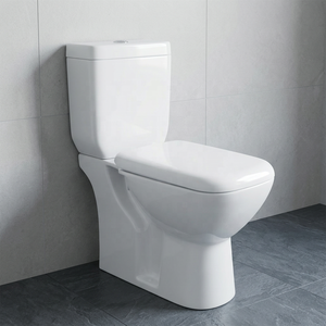 Inodoro de Cerámica Moderno de Dos Piezas, Alargado, Blanco, Estándar Internacional Legend, sin Borde, para Baño - Product Image 4
