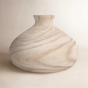 แจกันเซรามิกทำมือลายวนสีเบจทรงกลมสำหรับตกแต่งบ้าน - Product Image 5