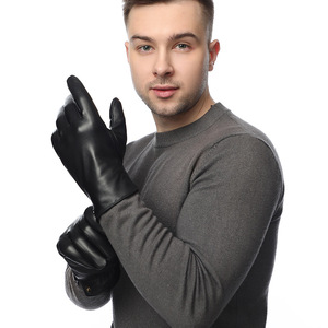 Gants en cuir longs jusqu'au poignet, thermiques, non doublés, décontractés, pour l'hiver, usage quotidien, style uni - Product Image 3