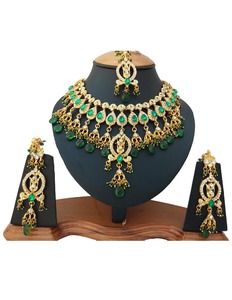 Indian Royal Zinc Alloy Zircon 18K Gold Plated Vintage Engagement Bridal Jewelry Set Women Wedding Anniversary Party Elegance - Product Image 1