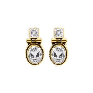 18K Gold Plated Cubic Zirconia 925 <b>Sterling</b> <b>Silver</b> <b>Earrings</b> | Vintage Oval Drop <b>Stud</b> <b>Earrings</b> Fine Jewelry for Women - Product Image 2