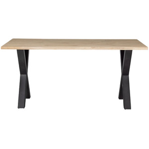 Industrial Design Solid Wood Dining <b>Table</b> with Metal X-Legs <b>Foldable</b> Rectangle Modern Home Furniture Stable 4 Seater - Product Image 2
