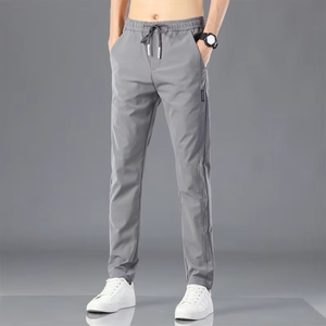 Ice Silk <b>Elastic</b> Casual Pants for Men's Summer Thin Work Trend Loose Straight Breathable Sweatpants Sports Pants Men's Trousers - Product Image 5