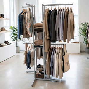 Expositor de ropa plegable Bros Display, de metal resistente, con estantes escalonados, moderno, para exhibición en tiendas. - Product Image 2