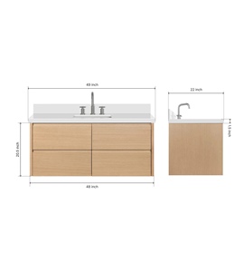 Mueble de Baño Xerxes de 49 Pulgadas Directo de Fábrica, Solo Mueble con Lavabo Individual, 4 Opciones de Acabado, Venta al Por Mayor, Fábrica en Vietnam - Product Image 2