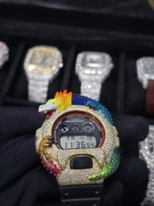 Montre Dragon Bezel Silver avec diamant rond taille brillant - Montre unisexe pour homme ou femme, montre-bracelet haut de gamme avec diamants pour les événements - Product Image 3