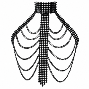 <b>Black</b> Alloy Metal Layered Chain Neck Collar Body Jewelry Gothic Statement Choker <b>Harness</b> Necklace for Women Fashion Accessory - Product Image 1