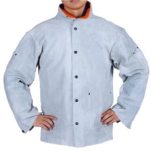 เสื้อแจ็คเก็ตหนังสีขาว ทนไฟ แขนยาว เย็บตะเข็บแบบเชื่อม ทรงปกติ ป้องกันความร้อนระดับ B 300 ° C-500 ° C - Product Image 3