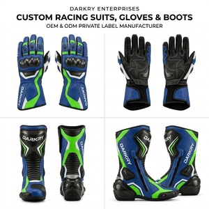 Traje de Cuero Personalizado para Motociclismo de Competición, Guantes, Botas, Kit OEM ODM al por Mayor, Equipo de Protección de Piel de Vacuno Perforada para Días de Pista - Product Image 4