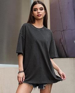 Oversized Gray Short Sleeve T-Shirt Men's Casual 100% Cotton Jersey O-Neck Solid Color Breathable Fit Washed Front - Product Image 2